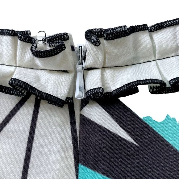 ESLA Modern Shift Dress Medium Black White Print Short Sleeve Midi - Picture 9 of 12